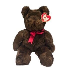 PJ Plush Bear Ty #5400 1990 Brown Red  Ribbon with Tag